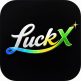 Modern LuckX Game logo with colorful gradient text and green X on a black background